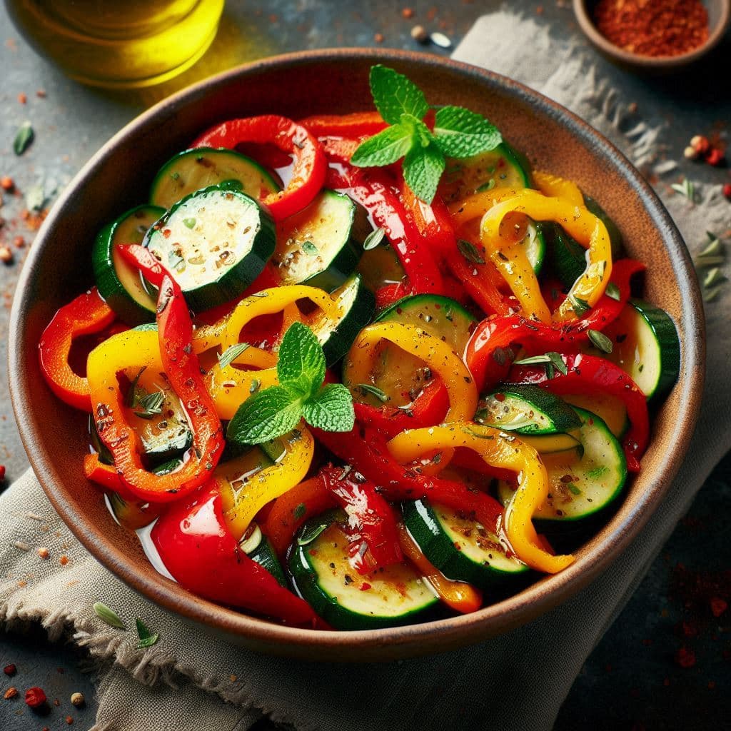 Перцы с кабачками и мятой