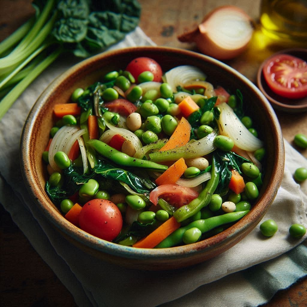 Скафата с фасолью и мангольдом