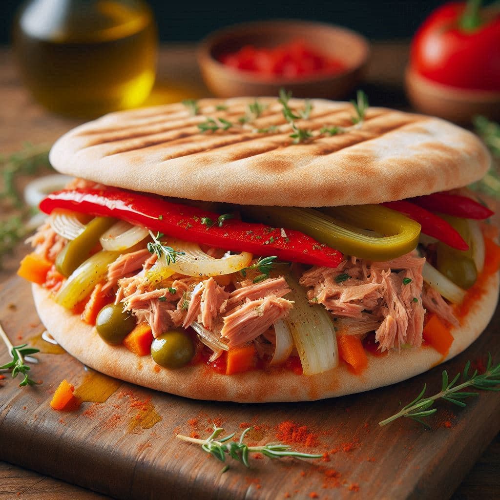 Ароматная пита с тунцом и пикантными перцами