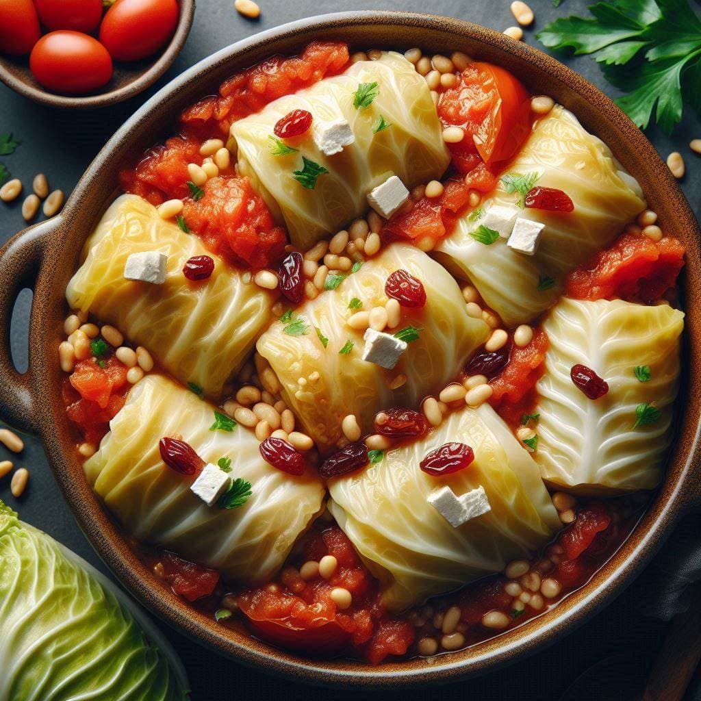 Нежные голубцы с ячменем, фетой и кедровыми орешками
