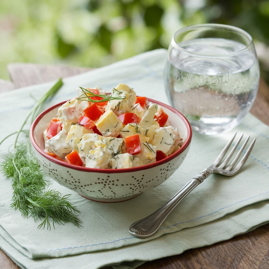 Салат с яйцом, болгарским перцем и укропом