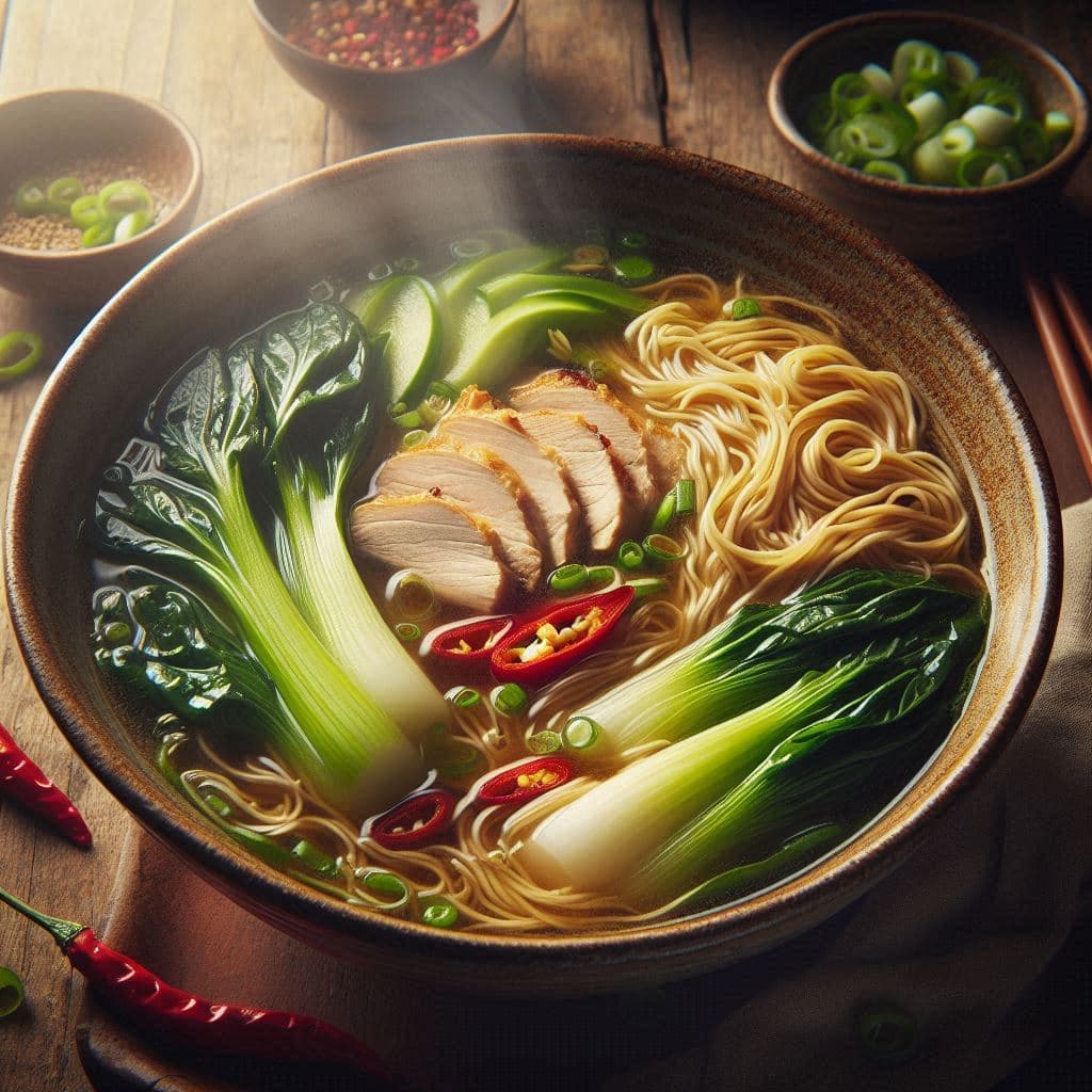 Кухонный суп с курицей и лапшой