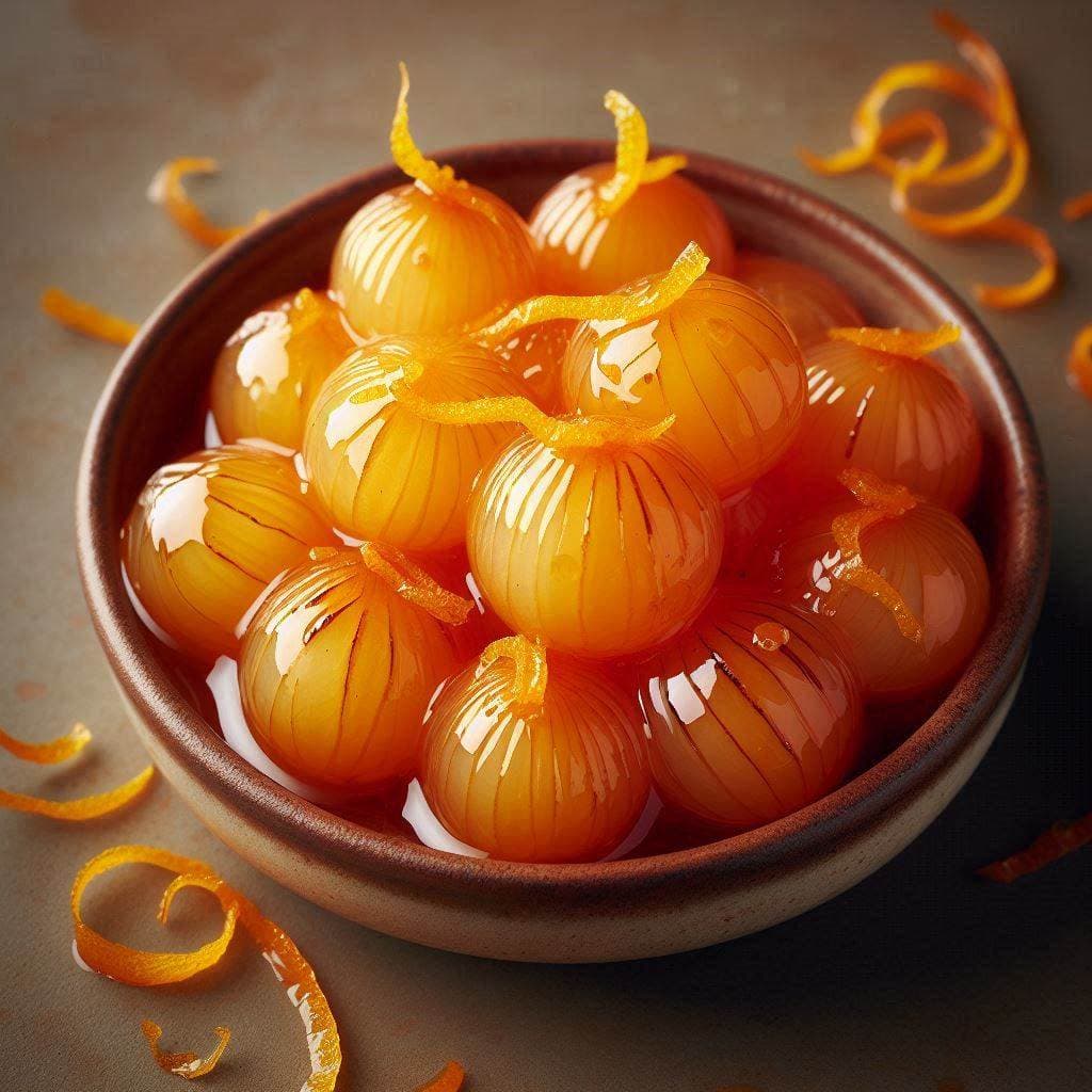Жемчужный лук с мёдом и апельсином