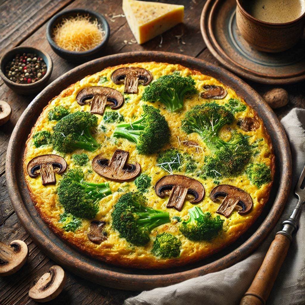 Нежная фриттата с брокколи и грибами